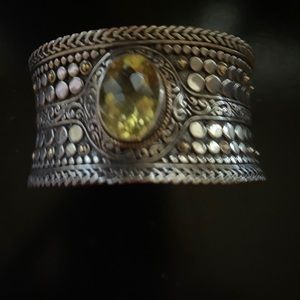 SAMUEL B MARKED STERLING & 18K GOLD CUFF BRACELET